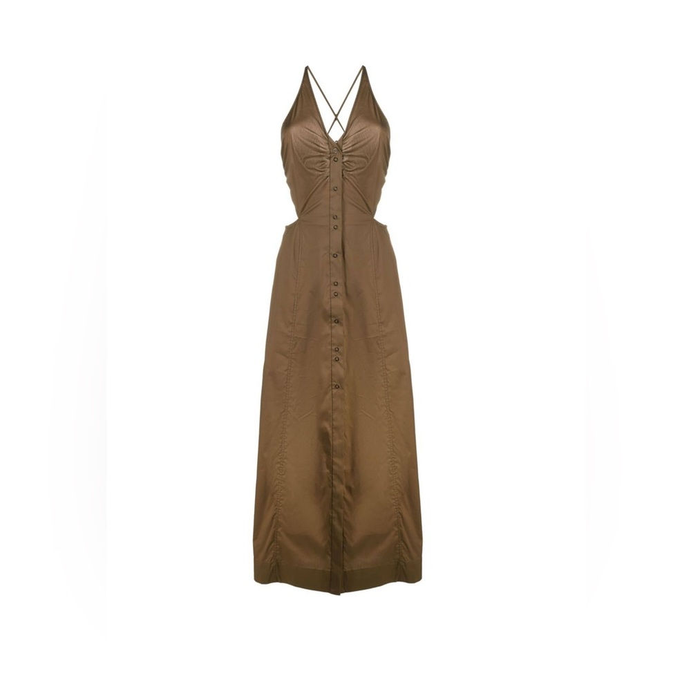 Ganni corset style brown long maxi dress. Size Small